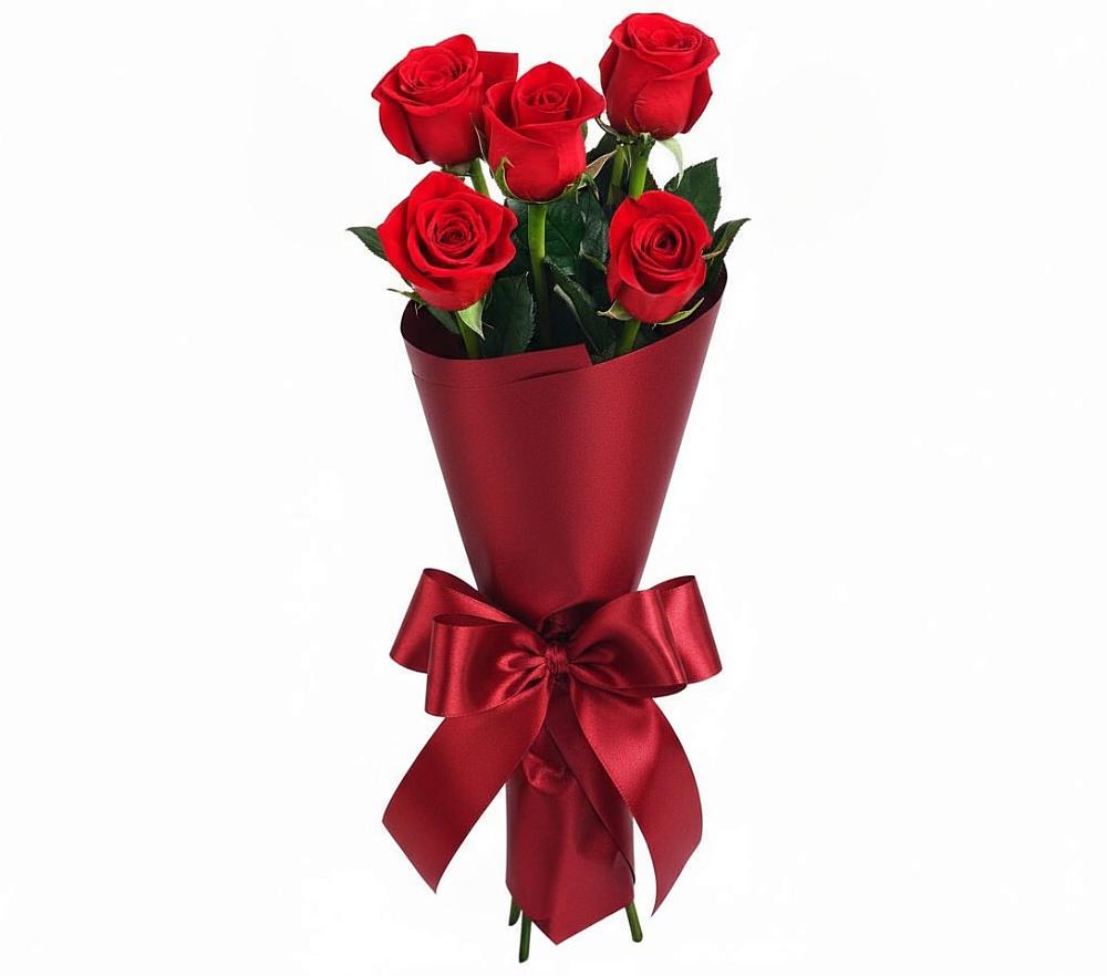 Букет 5 Красных роз Эдлесс Лав в Комсомольское Чувашия