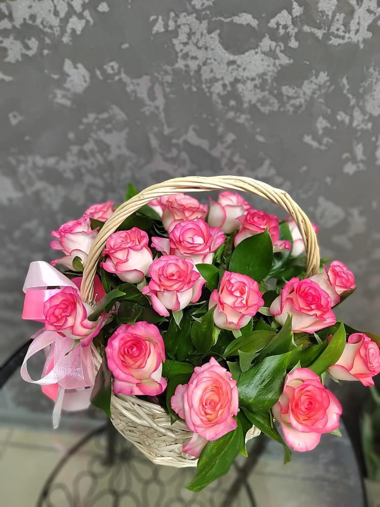 Цветочная композиция из Розы в корзине в Комсомольское Чувашия