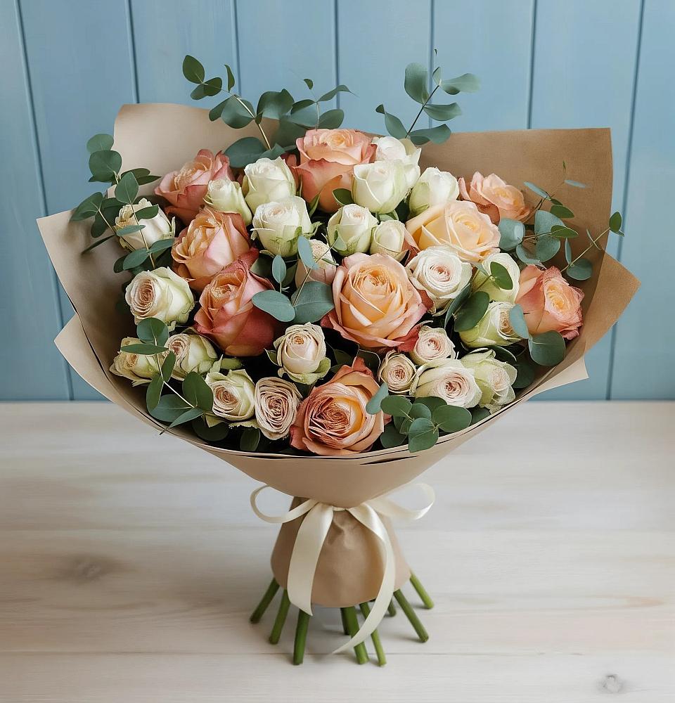 Букет цветов из: Альстромерии и Розы в Комсомольское Чувашия