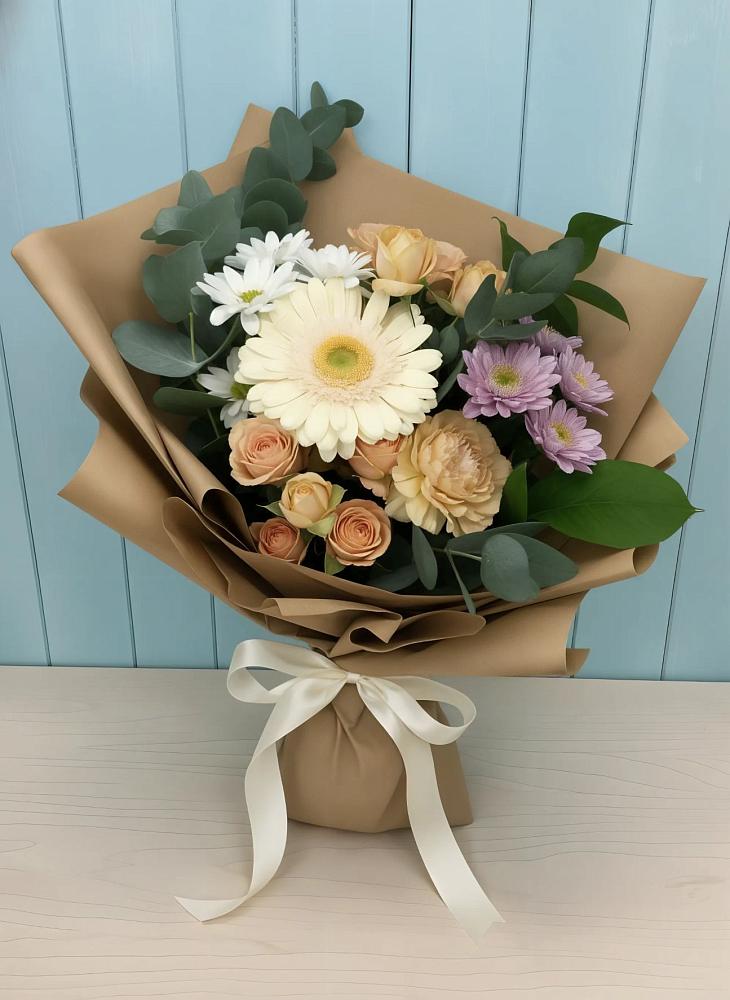 Букет цветов из: Герберы и Хризантемы в Комсомольское Чувашия