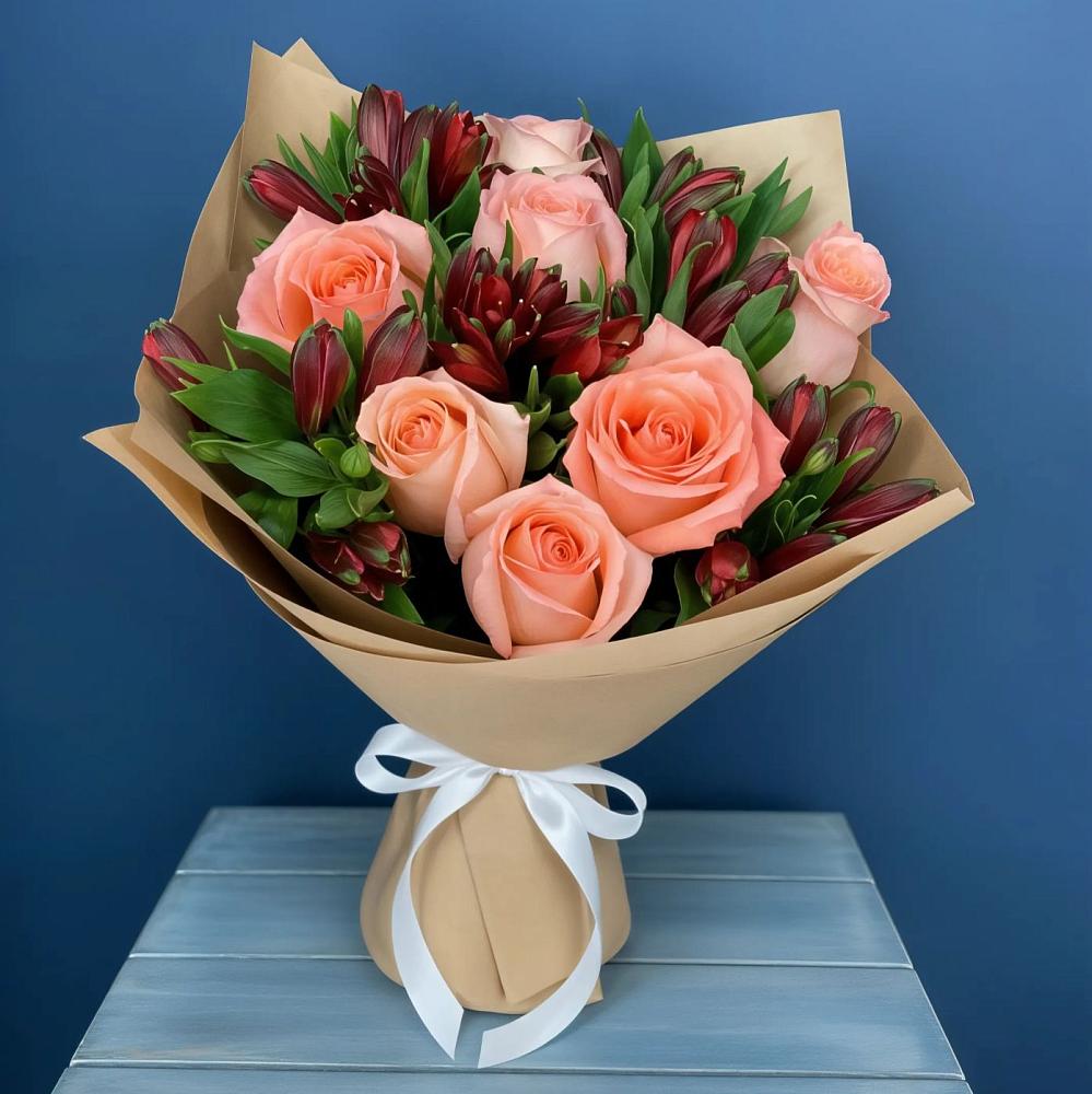 Букет цветов из: Розы и Альстромерии в Комсомольское Чувашия