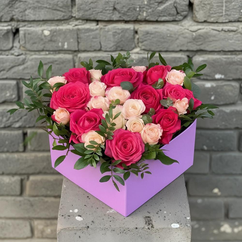 Цветочная композиция из Розы в коробке в Комсомольское Чувашия