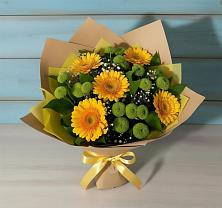 Букет цветов из:  Герберы и Хризантемы в Комсомольское Чувашия