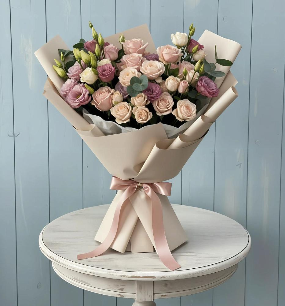 Букет цветов из: Розы и Лизиантусы в Комсомольское Чувашия