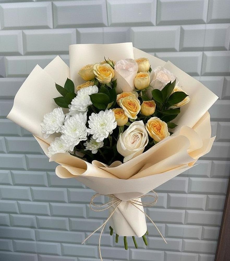 Букет цветов из: Розы и Хризантемы в Комсомольское Чувашия