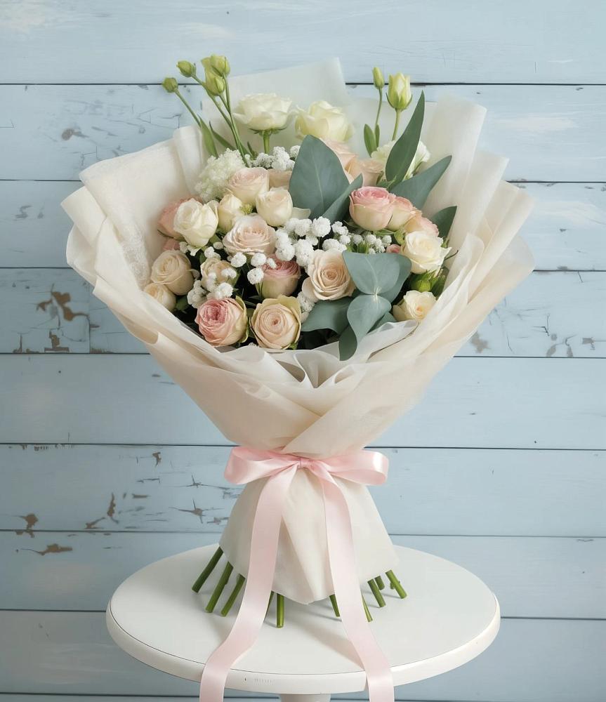 Букет цветов из: Розы и Лизиантусы в Комсомольское Чувашия