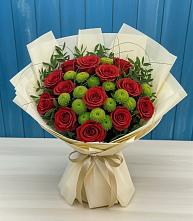 Букет цветов из:  Розы и Хризантемы в Комсомольское Чувашия