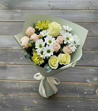 Букет цветов из:  Альстромерии, Розы и Хризантемы в Комсомольское Чувашия