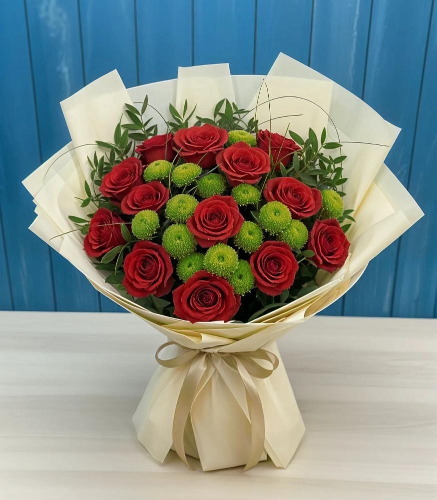 Букет цветов из: Розы и Хризантемы в Комсомольское Чувашия